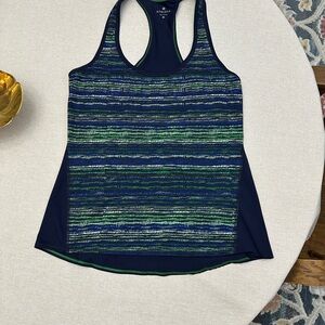 Athleta Women's Blue and Green Striped Tank Top